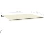 Toldo retráctil manual con luz LED crema 6x3,5 m de , Toldos - Ref: Foro24-3070282, Precio: 741,77 €, Descuento: %