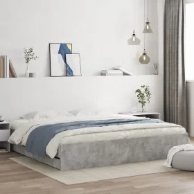 Cama con cajones madera ingeniería gris hormigón 160x200 cm de , Camas y somieres - Ref: Foro24-3207262, Precio: 159,64 €, De...