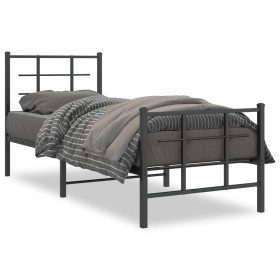 Estructura de cama con cabecero y estribo metal negro 80x200 cm de , Camas y somieres - Ref: Foro24-355570, Precio: 74,50 €, ...