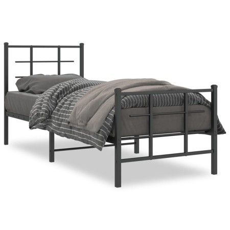 Estructura de cama con cabecero y estribo metal negro 80x200 cm de , Camas y somieres - Ref: Foro24-355570, Precio: 74,50 €, ...