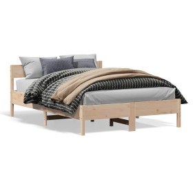 Estructura de cama con cabecero madera maciza pino 135x190 cm de , Camas y somieres - Ref: Foro24-842770, Precio: 109,24 €, D...