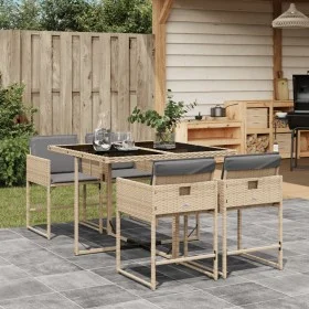Set comedor de jardín 5 pzas con cojines ratán sintético beige de , Conjuntos de jardín - Ref: Foro24-3211260, Precio: 306,80...