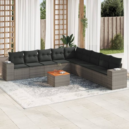 Set de sofás de jardín 10 pzas con cojines ratán sintético gris de , Conjuntos de jardín - Ref: Foro24-3225493, Precio: 586,1...