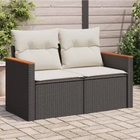 2-Sitzer-Gartensofa mit schwarzen synthetischen Rattankissen von , Outdoor-Sofas - Ref: Foro24-366020, Preis: 145,32 €, Rabat...