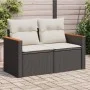 2-seater garden sofa with black synthetic rattan cushions by , Outdoor sofas - Ref: Foro24-366020, Price: 145,32 €, Discount: %