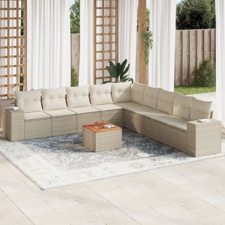 Juego de sofás jardín con cojines beige 10 pzas ratán sintético de , Conjuntos de jardín - Ref: Foro24-3225491, Precio: 629,6...