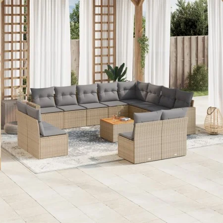 Garden sofa set with cushions 13 pieces beige synthetic rattan by , Modular outdoor sofas - Ref: Foro24-3224372, Price: 815,7...