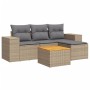 Juego de sofás jardín con cojines 5 pzas ratán sintético beige de , Conjuntos de jardín - Ref: Foro24-3257746, Precio: 336,65...
