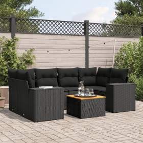 Set de comedor de jardín 7 pzas y cojines ratán sintético negro de , Conjuntos de jardín - Ref: Foro24-3225341, Precio: 473,7...