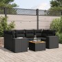 Set de comedor de jardín 7 pzas y cojines ratán sintético negro de , Conjuntos de jardín - Ref: Foro24-3225341, Precio: 473,7...