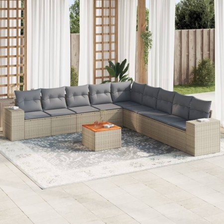 Juego de sofás jardín con cojines beige 10 pzas ratán sintético de , Conjuntos de jardín - Ref: Foro24-3257823, Precio: 613,7...
