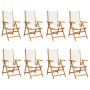 Sillas jardín reclinables 8 uds tela madera maciza blanco crema en Sillas de jardín | Comprar online en Foru.es