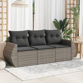 Set de sofá de jardín 3 pzas y cojines ratán sintético gris de , Conjuntos de jardín - Ref: Foro24-3253397, Precio: 223,62 €,...