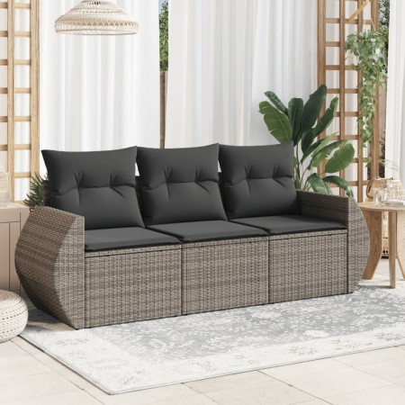 Set de sofá de jardín 3 pzas y cojines ratán sintético gris de , Conjuntos de jardín - Ref: Foro24-3253397, Precio: 223,62 €,...
