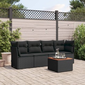 Set de muebles de jardín 5 pzas y cojines ratán sintético negro de , Conjuntos de jardín - Ref: Foro24-3223472, Precio: 292,8...