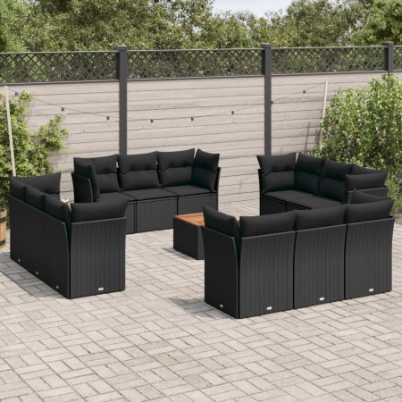Set de sofás de jardín y cojines 13 pzas ratán sintético negro de , Conjuntos de jardín - Ref: Foro24-3223535, Precio: 878,88...