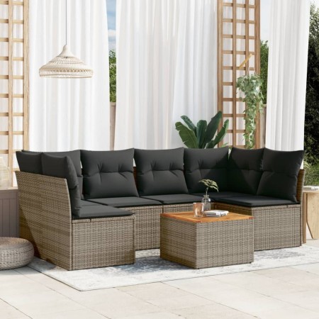 Set de sofás de jardín 7 piezas con cojines ratán PE gris de , Conjuntos de jardín - Ref: Foro24-3223561, Precio: 387,04 €, D...