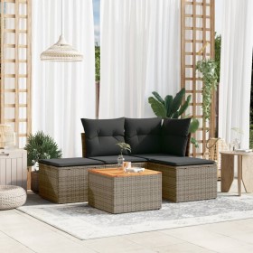 Juego de sofás jardín con cojines 5 pzas ratán sintético gris de , Conjuntos de jardín - Ref: Foro24-3223589, Precio: 246,61 ...