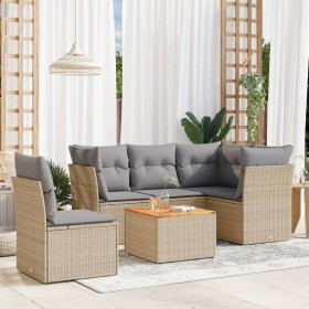 Juego de sofás jardín con cojines 6 pzas ratán sintético beige de , Conjuntos de jardín - Ref: Foro24-3223644, Precio: 362,10...