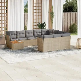 Set de sofás de jardín 11pzas con cojines ratán sintético beige de , Conjuntos de jardín - Ref: Foro24-3223847, Precio: 654,3...