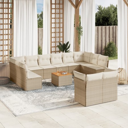 Set sofás de jardín con cojines 13 pzas ratán sintético beige de , Conjuntos de jardín - Ref: Foro24-3223916, Precio: 848,16 ...