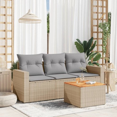 Juego de sofás jardín con cojines 4 pzas ratán sintético beige de , Conjuntos de jardín - Ref: Foro24-3223994, Precio: 244,88...