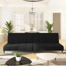 Sofá cama de 2 plazas terciopelo negro de , Sofás - Ref: Foro24-375880, Precio: 253,01 €, Descuento: %