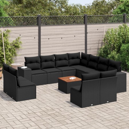 Set de sofás de jardín 12 piezas cojines ratán sintético negro de , Conjuntos de jardín - Ref: Foro24-3225502, Precio: 754,63...