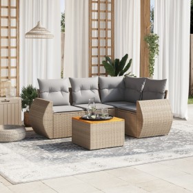 Juego de sofás jardín con cojines 5 pzas ratán sintético beige de , Conjuntos de jardín - Ref: Foro24-3257319, Precio: 363,05...