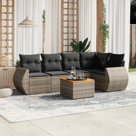 Set de muebles de jardín 6 pzas y cojines ratán sintético gris de , Conjuntos de jardín - Ref: Foro24-3257327, Precio: 389,67...