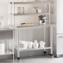 Mesa de trabajo para cocina con estante acero inox 110x55x150cm de , Restauración - Ref: Foro24-3208906, Precio: 281,78 €, De...