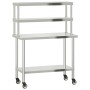 Mesa de trabajo para cocina con estante acero inox 110x55x150cm de , Restauración - Ref: Foro24-3208906, Precio: 281,78 €, De...