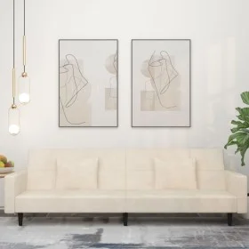 Sofá cama de 2 plazas con dos almohadas terciopelo color crema de , Sofás - Ref: Foro24-375823, Precio: 277,03 €, Descuento: %