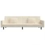Sofá cama de 2 plazas con dos almohadas terciopelo color crema de , Sofás - Ref: Foro24-375823, Precio: 277,03 €, Descuento: %