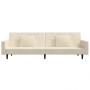Sofá cama de 2 plazas con dos almohadas terciopelo color crema de , Sofás - Ref: Foro24-375823, Precio: 281,89 €, Descuento: %