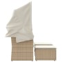 Sofá de jardín 2 plazas con toldo y taburetes ratán PE beige de , Sofás de exterior - Ref: Foro24-365802, Precio: 288,65 €, D...