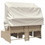 Sofá de jardín 2 plazas con toldo y taburetes ratán PE beige de , Sofás de exterior - Ref: Foro24-365802, Precio: 288,65 €, D...