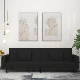 Sofá cama de 2 plazas con dos almohadas terciopelo negro de , Sofás - Ref: Foro24-375821, Precio: 270,30 €, Descuento: %