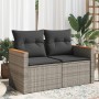 Sofá de jardín con cojines 2 plazas ratán sintético gris de , Sofás de exterior - Ref: Foro24-366144, Precio: 146,56 €, Descu...