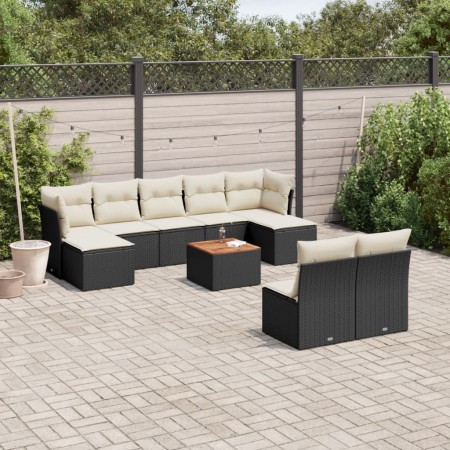 Set de sofás de jardín 10 pzas cojines ratán sintético negro de , Conjuntos de jardín - Ref: Foro24-3223858, Precio: 482,97 €...