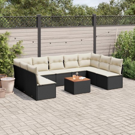 Set de sofás de jardín 10 pzas cojines ratán sintético negro de , Conjuntos de jardín - Ref: Foro24-3223788, Precio: 507,17 €...