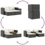 Set sofás jardín y cojines 5 pzas ratán sintético acacia negro de , Sofás de exterior - Ref: Foro24-365725, Precio: 259,09 €,...