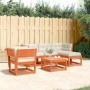 Set muebles jardín 5 pzas con cojines madera pino marrón cera de , Conjuntos de jardín - Ref: Foro24-3216922, Precio: 611,91 ...