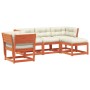 Set muebles jardín 5 pzas con cojines madera pino marrón cera de , Conjuntos de jardín - Ref: Foro24-3216922, Precio: 611,91 ...