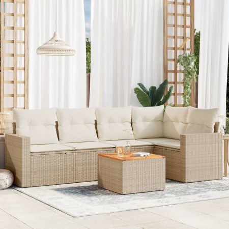 Juego de sofás jardín con cojines 6 pzas ratán sintético beige de , Conjuntos de jardín - Ref: Foro24-3224112, Precio: 393,53...