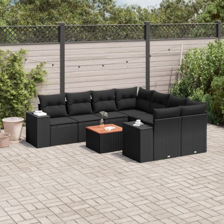 Set de sofás de jardín 8 piezas y cojines ratán sintético negro de , Conjuntos de jardín - Ref: Foro24-3225369, Precio: 598,3...