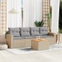 Juego de sofás jardín con cojines 5 pzas ratán sintético beige de , Conjuntos de jardín - Ref: Foro24-3224001, Precio: 298,82...