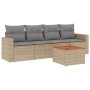 Juego de sofás jardín con cojines 5 pzas ratán sintético beige de , Conjuntos de jardín - Ref: Foro24-3224001, Precio: 298,82...