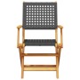 Sillas de jardín plegables 6 uds madera maciza y ratán PE negro en Sillas de jardín | Comprar online en Foru.es