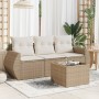 Juego de sofás jardín con cojines 4 pzas ratán sintético beige de , Conjuntos de jardín - Ref: Foro24-3253405, Precio: 320,54...